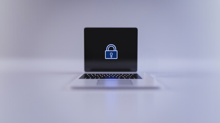 Secure Digital Sanctuary: A laptop displays a lock icon, symbolizing data security, digital safety, and the secure shielding of sensitive information.