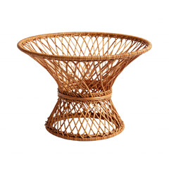 Round Wicker Table Featuring Hourglass Base for Boho Home Decor
