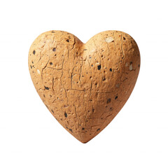 Rustic Heart Shaped Terracotta Object with Textured Cracks and Earthy Speckles