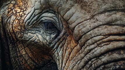 Fototapeta premium Close-up view of an elephant's wrinkled skin.