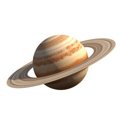 Saturn Displaying Rings and Banded Atmosphere in Space Visualization