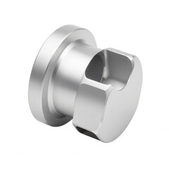 Silver Cylindrical Metal Component with Hexagonal Top for Industrial Machinery