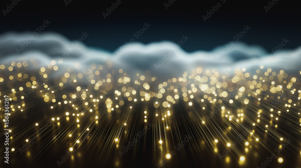 Aufkleber digital abstract: a breathtaking digital illustration of interconnected glowing lines rising up from