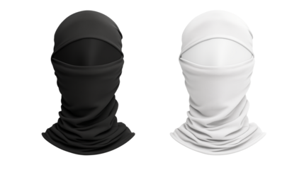black and white masks isolated on transparent background