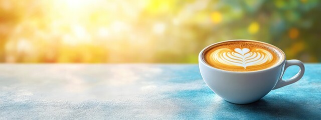 Latte art in a cup, warm and inviting.