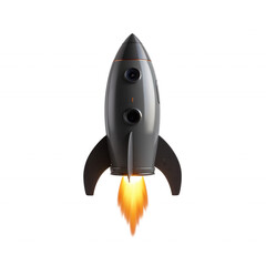 Stylized Rocket Launching with Bright Flame Igniting New Project Concept
