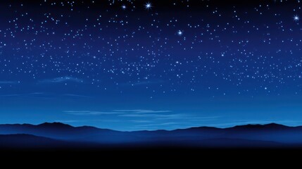Starry night sky over a range of mountains.