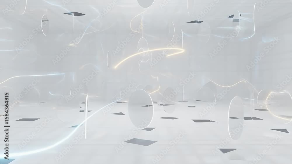 Poster abstract light trails: glowing, translucent light trails dance and swirl in a minimalist, abstract c