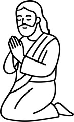 Praying Jesus Illustration – Christian Flat Design SVG for Church and Bible Content