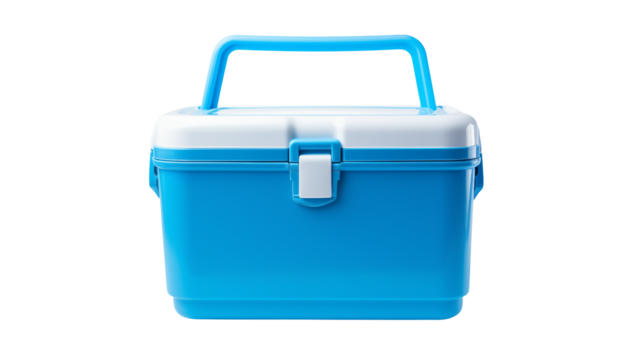 Isolated blue cooler offers easy portability for picnics and outdoor events isolated on transparent background - Powered by Adobe