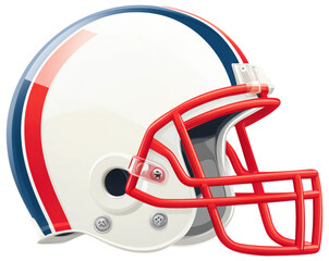 Unique football helmet design showcasing red and blue accents isolated on transparent background.