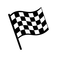Checkered race flag in motion, black and white waving racing flag vector illustration 