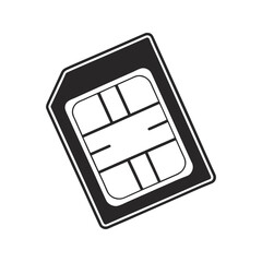Bold black SIM card vector with inner chip design, tech symbol icon vector illustration