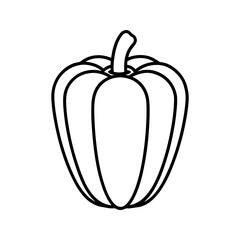 Minimal line art bell pepper illustration with soft curves vector illustration