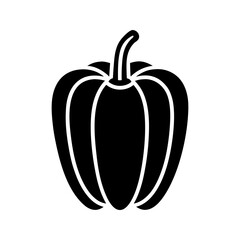 Solid silhouette of bell pepper, bold black vector vegetable icon vector illustration