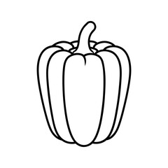 Clean outline bell pepper with smooth lines, food sketch design vector illustration