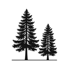 Pine tree silhouette vector illustration.
