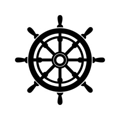 Ship steering wheel icon. Nautical helm design.
