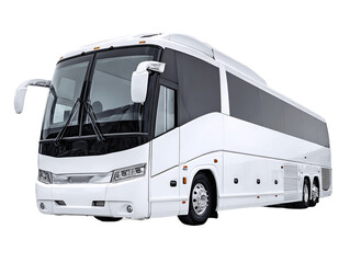 Sleek White Long Bus Isolated on Transparent Background for Public Transportation Concepts and Modern Automotive Industry Designs, PNG