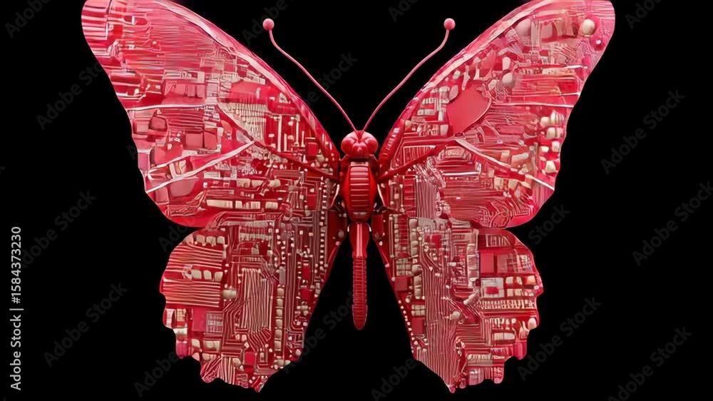 Aufkleber digital butterfly design made of circuit board patterns.