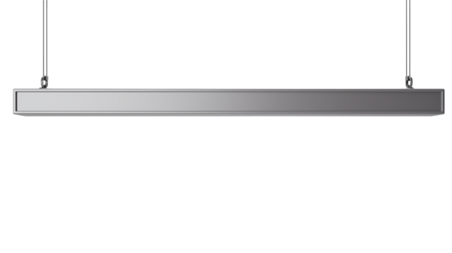 Modern silver light fixture hangs suspended isolated on transparent background - Powered by Adobe