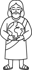 Jesus Holding the Earth – Christian Love and World Mission Flat Illustration