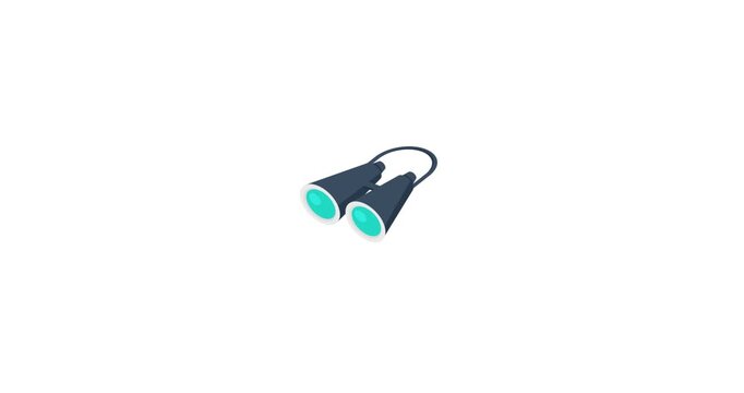 Animated icon of binoculars, symbolizing exploration, search, discovery, and vision. Perfect for travel, adventure, scouting, navigation, research, and observation-related designs.