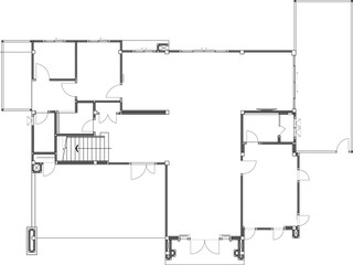 Wall Frame Structure with Door and Window Layout - House Plan Drawing Vector
