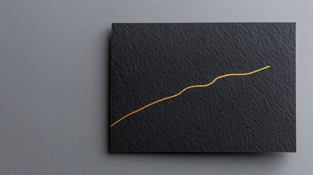 Golden thread winding across textured black surface
