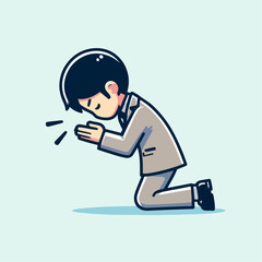 vector illustration of a person looking down