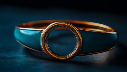 Elegant oil blue and copper bracelet with open round pendant, stylish Jebel Roy accessories