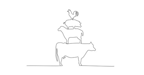 vector fram animals line ilustration