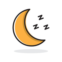 Moon sleeping time icon isolated flat style design.
