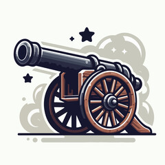 white background cannon vector illustration
