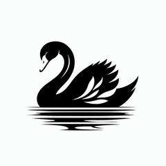 Fototapeta premium black swan vector illustration on white background