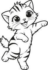 Vector of Smiling Cute Cat – Hand-Drawn Cartoon Style