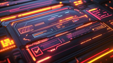 Obraz premium Close-up view of a futuristic technological interface.