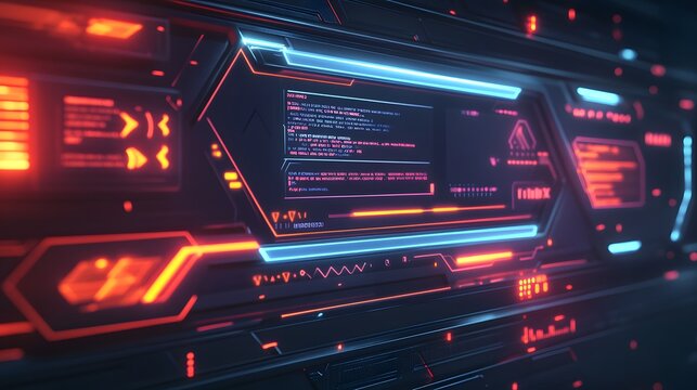 Futuristic control panel with glowing displays and intricate details.