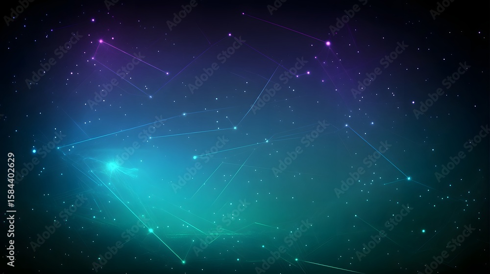 Poster abstract design with interconnected lines and glowing points.