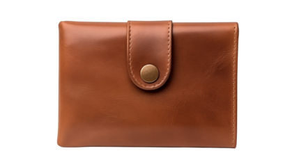 A leather wallet showcases a classic and refined design isolated on transparent background
