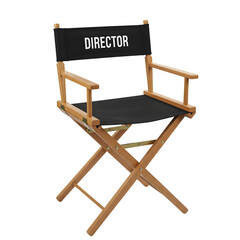 Classic director's chair with custom inscription, isolated on white or transparent background. PNG format.