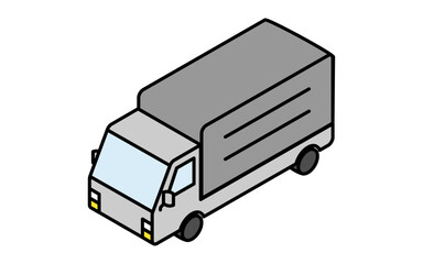 乗物アイコン、貨物トラックのシンプルでかわいいアイソメトリックの線画アイコン