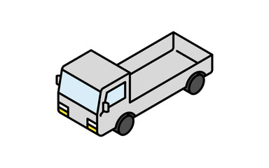 乗物アイコン、平ボディのトラックのシンプルでかわいいアイソメトリックの線画アイコン