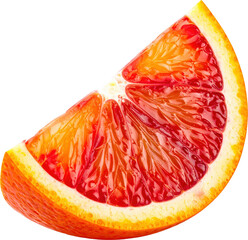 Close up of a juicy blood orange slice vibrant red and orange segments
