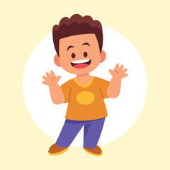 Flat Vector Kids Happy Illustratiom
