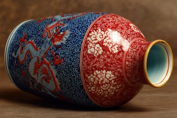 Antique dragon themed Chinese vase