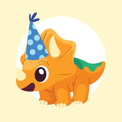 Flat Vector Dino Birthday Illustration