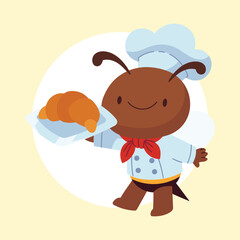 Flat Vector Animal Chef Illustration