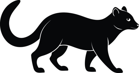 Full Body Black Shape of a Civet Cat Walking