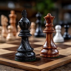 Chess pieces facing each other